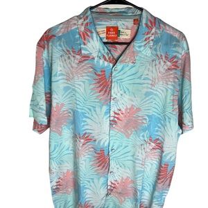 Free Planet Tropical Palm Leaf Button Up Shirt Mens Size XL
